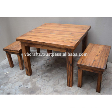 Solid Wooden Outdoor Dining Table set Reclaimed Railway Sleeper